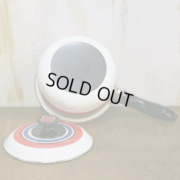 画像5: ノリタケ　レトロ　ホーロー片手鍋16　丸ライン赤×青　未使用品（か3005）