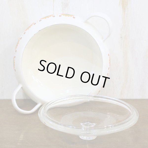 画像3: トキホーロー　ニッポニア　クッキングポット/ホーロー両手鍋　16ｃｍ　幾何学花柄　未使用品（ o 3156）