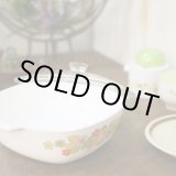 画像: NARUMI　鳴海製陶　クックマスター　角形両手鍋　レトロな花のイラスト　未使用品　取扱説明書付き