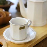 画像: ノリタケ　ストーンウェア　デミタスカップ＆ソーサー　白角　未使用品（箱11　3225）