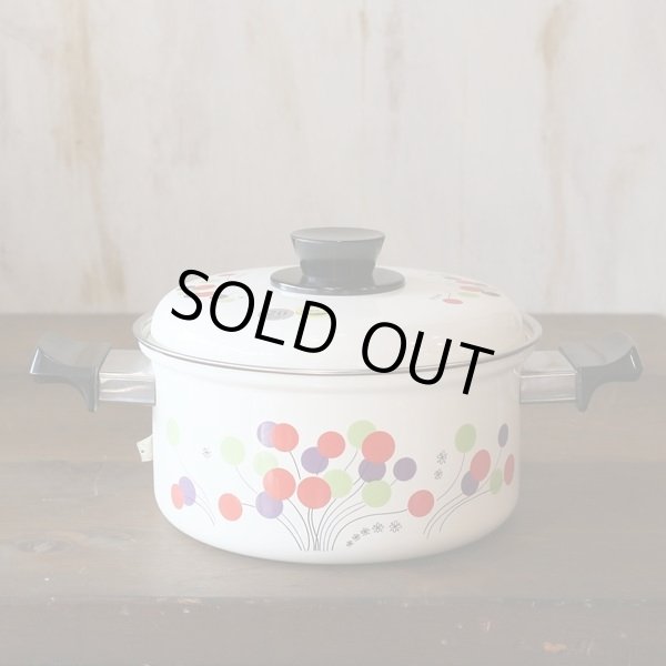 画像2: シロクマ　サニーウェア　ホーロー両手鍋　20ｃｍ　風船柄/丸花柄　未使用品(と3572)