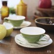画像1: NARUMI　鳴海製陶　ティーカップ＆ソーサー　グリーン　葉形　未使用品（ゆ3707）