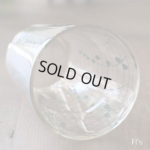 画像3: レトロ　ガラスコップ/タンブラー/グラス　グリーン　草葉柄　未使用品（ｂ3729）