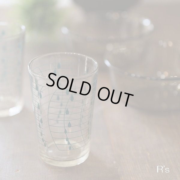 画像1: レトロ　ガラスコップ/タンブラー/グラス　グリーン　草葉柄　未使用品（ｂ3729）