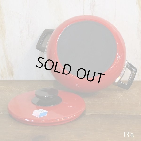 画像5: 富士ホーロー　ハニーウェア　レトロ　ホーロー両手鍋　赤　2.3L　未使用品（3A3762）