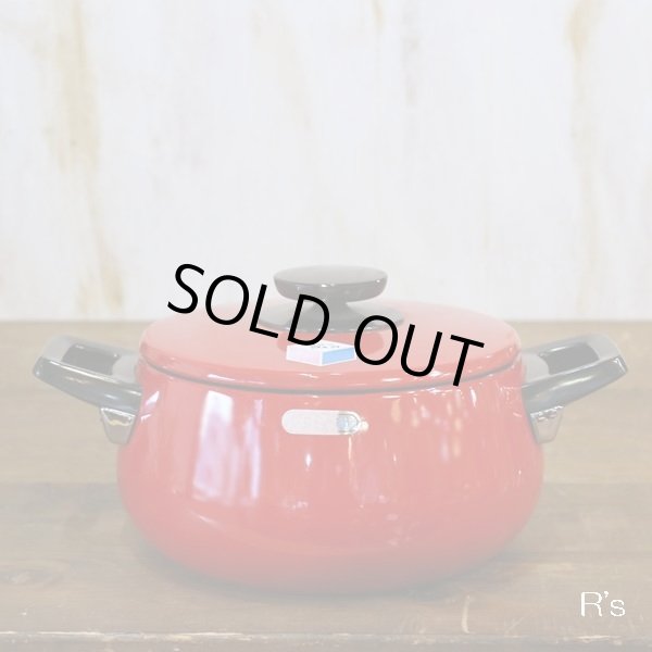 画像2: 富士ホーロー　ハニーウェア　レトロ　ホーロー両手鍋　赤　2.3L　未使用品（3A3762）