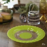 画像: 岩城硝子　PYREX　パイレックス　ガラスソーサー/プレート　グリーン　未使用品（ン3911）