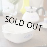 画像: U.S.A.コーニング　旭硝子　パイロセラム　角型両手鍋/ガラス鍋　コーンフラワー　未使用品　説明書付き（よ3961）