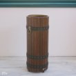 画像1: カリモク　木製　傘立て　アンブレラスタンド　樽型　ユーズド品（店4342）