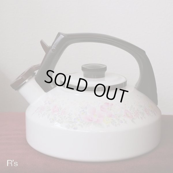 画像2: エジリー　サンコーウェア　レトロ　ホーロー　笛吹ケトル　ピンク花柄　未使用品（u4524）