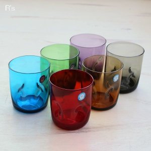 画像: Sasaki　Glass　佐々木硝子　ファミリーカラーセット　レトログラス　6色セット　ハンドクラフト　箱付き　未使用品（ｖ4536）