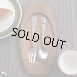 画像: ニコ　18-8ステンレス　ティースプーン＆ケーキフォークセット　未使用品（ｖ4615）