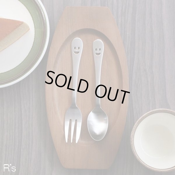 画像1: ニコ　18-8ステンレス　ティースプーン＆ケーキフォークセット　未使用品（ｖ4615）