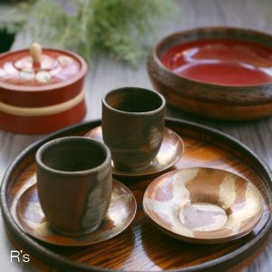 画像: 清雅堂　銅製　茶托5脚揃え　鎚起銅器　共箱付き　ユーズド品（ｗ4649）