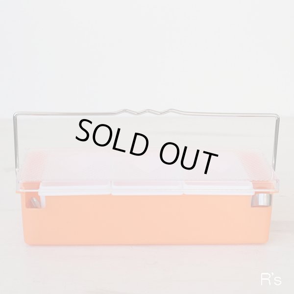 画像2: レトロ　調味料入れ　3連　薬味入れ　オレンジ　スプーン＆トング付き　未使用品（ｙ4671）