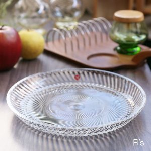 画像: ノリタケクリスタル　ガラスプレート　渦　25ｃｍ大皿　未使用品（ｙ4675）