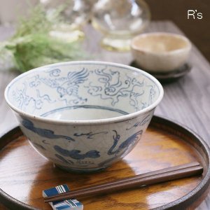 画像: 骨董　花鳥文深鉢　アンティーク品（ｙ4689）