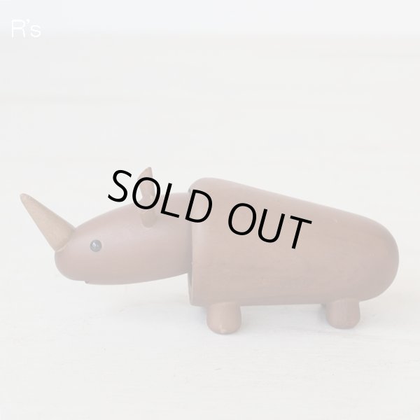 画像2: 千趣会　ロイヤルペット　サイ　木製　動物の置物　ユーズド品（箱10　4693）