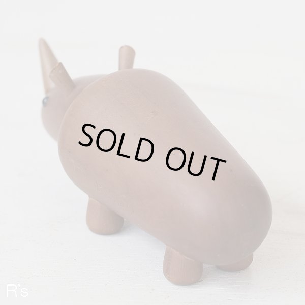 画像4: 千趣会　ロイヤルペット　サイ　木製　動物の置物　ユーズド品（箱10　4693）