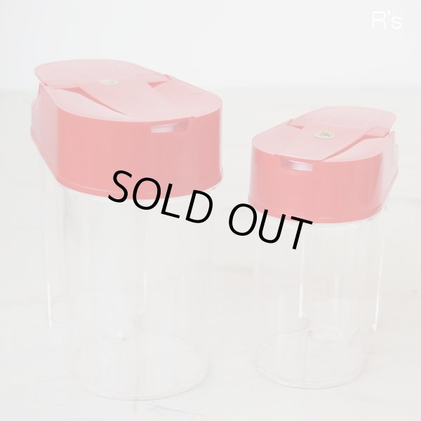 画像4: 東邦化学工業　ワンタッチポット　調味料入れ　大小2つセット　赤　未使用品（モ4699）
