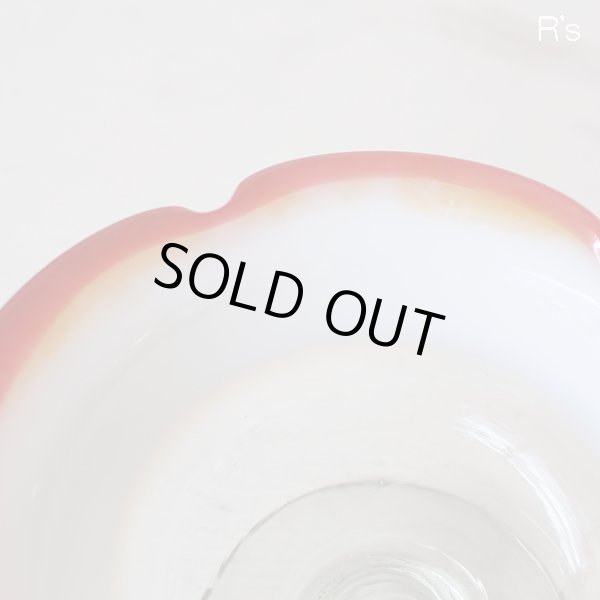 画像10: アンティーク　氷コップ　古いガラス器　乳白色×赤縁（か3410）