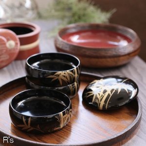 画像: 輪島塗　三段丸重箱　竹　組盛鉢　未使用品（ｚ4771）