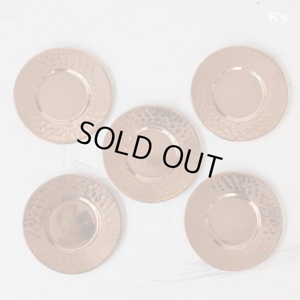 画像3: Shinko　新光金属　COPPER100　銅製コースター　5枚セット　鎚目　未使用品　袋入り（ヲ4903）