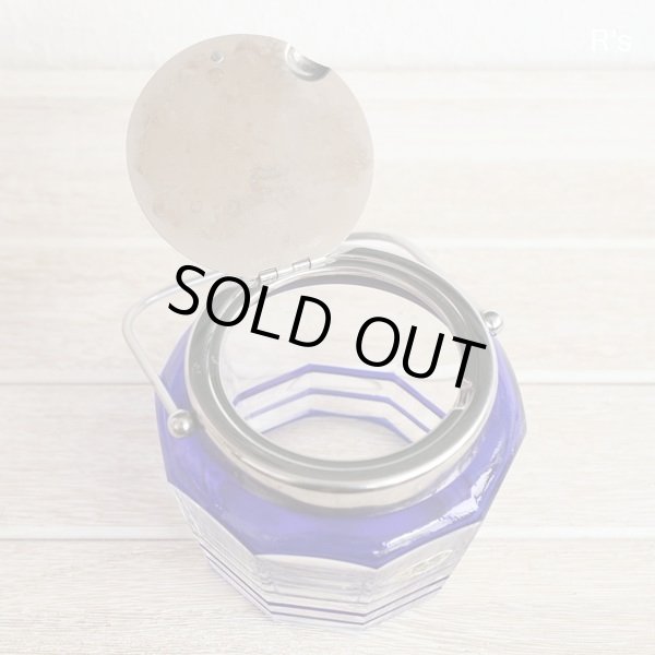 画像6: レトロ　ガラス　シュガーポット　スプーン付き　ブルー　ユーズド品（も5032）