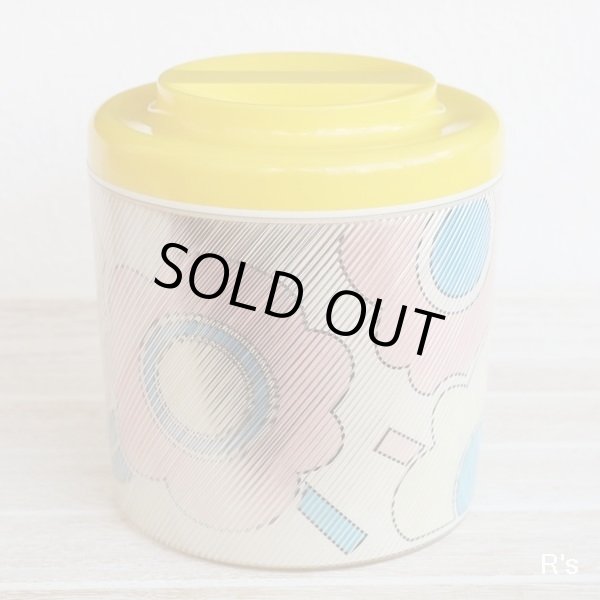 画像2: レトロ　キャニスター　調味料入れ　プラスチックケース　花柄　蓋イエロー　ユーズド品（し5041）