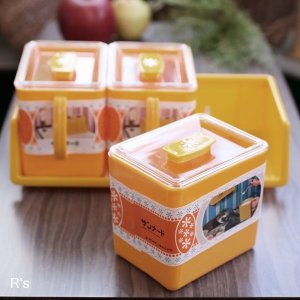 画像: サンセイ工業　サンメードスリー　レトロ調味料入れ　3連　オレンジ　未使用品（DD5039)