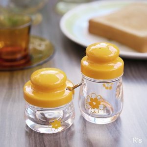 画像: 岐阜プラスチック工業　リス　レトロ調味料入れセット　トレビアン　オレンジ　未使用品（チ5050）