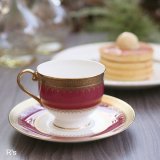 画像: NARUMI　鳴海製陶　EXECUTIVE　COLLECTION　カップ＆ソーサー　BoneChina　えんじ×金彩　未使用品（ナ5069）