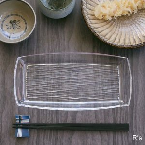 画像: ガラス　長方形平皿　レクタングルプレート　未使用品（し5102）