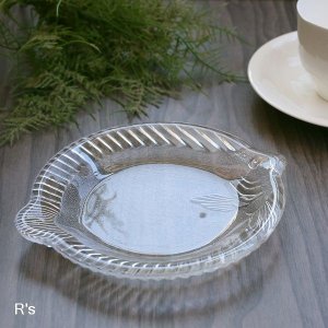 画像: 魚型　ガラスプレート　フィッシュディッシュ　未使用品（し5101）