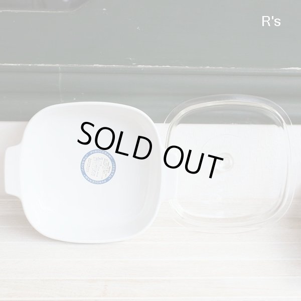 画像3: 岩城硝子　パイロセラム　角型両手鍋　20ｃｍ　ブルーコーンフラワー　未使用品（DD2872)