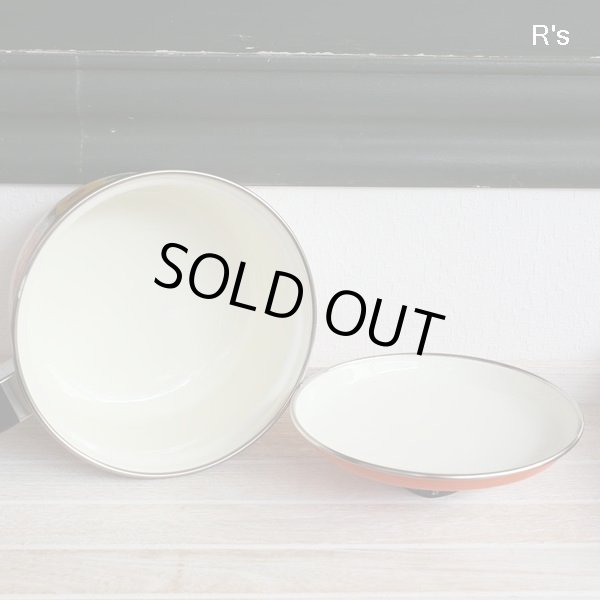 画像3: サンコーウェア　レトロ　ホーロー片手鍋　18ｃｍ　オレンジ蓋×花柄　未使用品（BB1530)