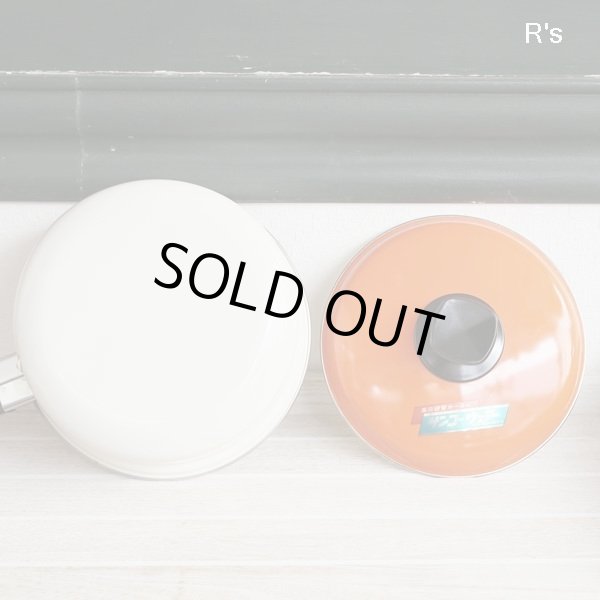 画像4: サンコーウェア　レトロ　ホーロー片手鍋　18ｃｍ　オレンジ蓋×花柄　未使用品（BB1530)