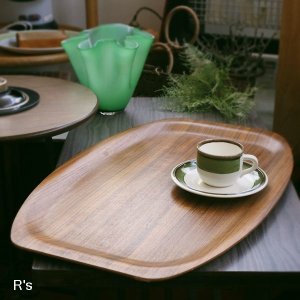 画像: 木製　お盆　ウッドトレー　ユーズド美品（ｇ5140）