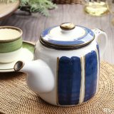 画像: Sango　三郷陶器　ティー・コーヒーポット　Country　Song　青×茶　未使用品（EE5206）