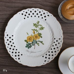 画像: ドイツ　Hutschenreuther　フッチェンロイター　透かし皿　25ｃｍプレート　Redoute-Rosen　未使用品　箱付き（II5247)