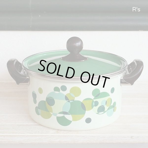 画像2: 荒川金属工業　マルビシ　カラーホーローウェア　22ｃｍソースポット　両手鍋　バルーン　グリーン　未使用品　箱付き（KK5257)