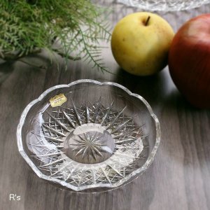 画像: ノリタケクリスタル　カットガラスプレート　14ｃｍ小皿　花　未使用品（ウ5292）