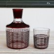 画像2: 薩摩切子　冠水瓶　ウォーターピッチャー＆グラスセット　赤縞　アンティーク品（JJ5308)