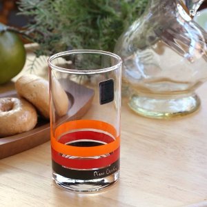 画像: ピエールカルダン　Sasaki　Glass　レトロ　タンブラー　オレンジ×赤×黒　未使用品 （箱7　5352）