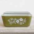 画像2: U.S.A.　PYREX　オールドパイレックス　OVENWEAR　リフリッジレーターディッシュM　グリーン　花柄　未使用品（ヤ5406）