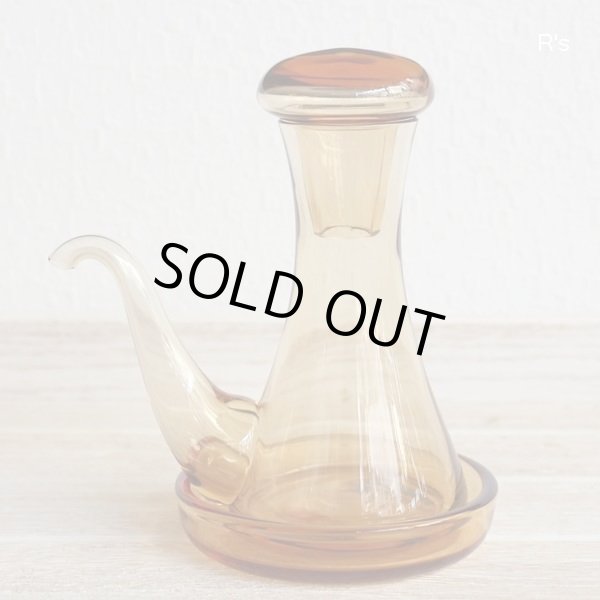 画像2: ノリタケクリスタル　ガラス　醤油差し　液体調味料入れ　大　アンバー　ユーズド美品（箱1　5412）