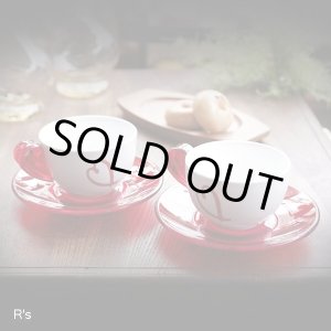 画像: イタリア　guzzini　グッチーニ　ハート　ペア　カップ＆ソーサー　未使用品（MM2562）