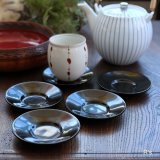 画像: 輪島塗　茶托5枚セット　黒　未使用品　箱付き（箱11　5615）