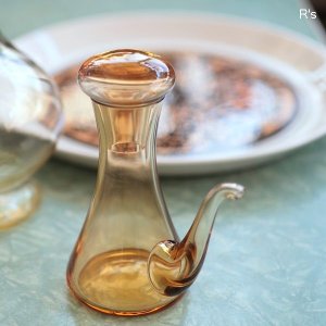 画像: ノリタケクリスタル　ガラス　醤油差し　液体調味料入れ　大　受け皿なし　アンバー　ユーズド品（J5633）