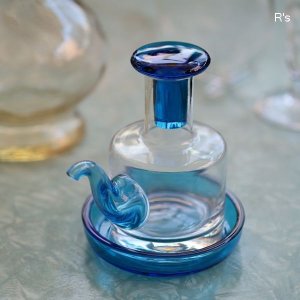 画像: ノリタケクリスタル　ガラス　醤油差し　液体調味料入れ　小　ブルー　ユーズド美品（ホ5634）